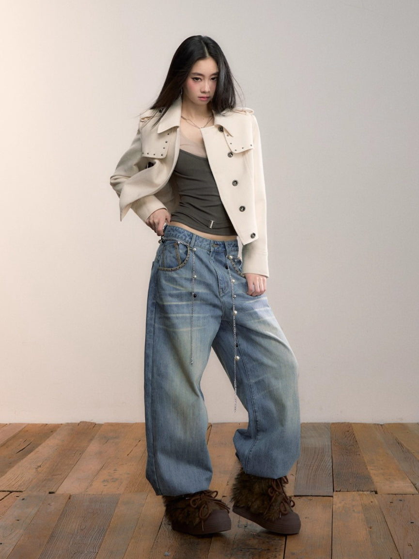 Studded Edge Cropped Fitted Jacket