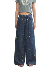 Colorful Floral Embroidered Straight-Leg Jeans - CHINASQUAD