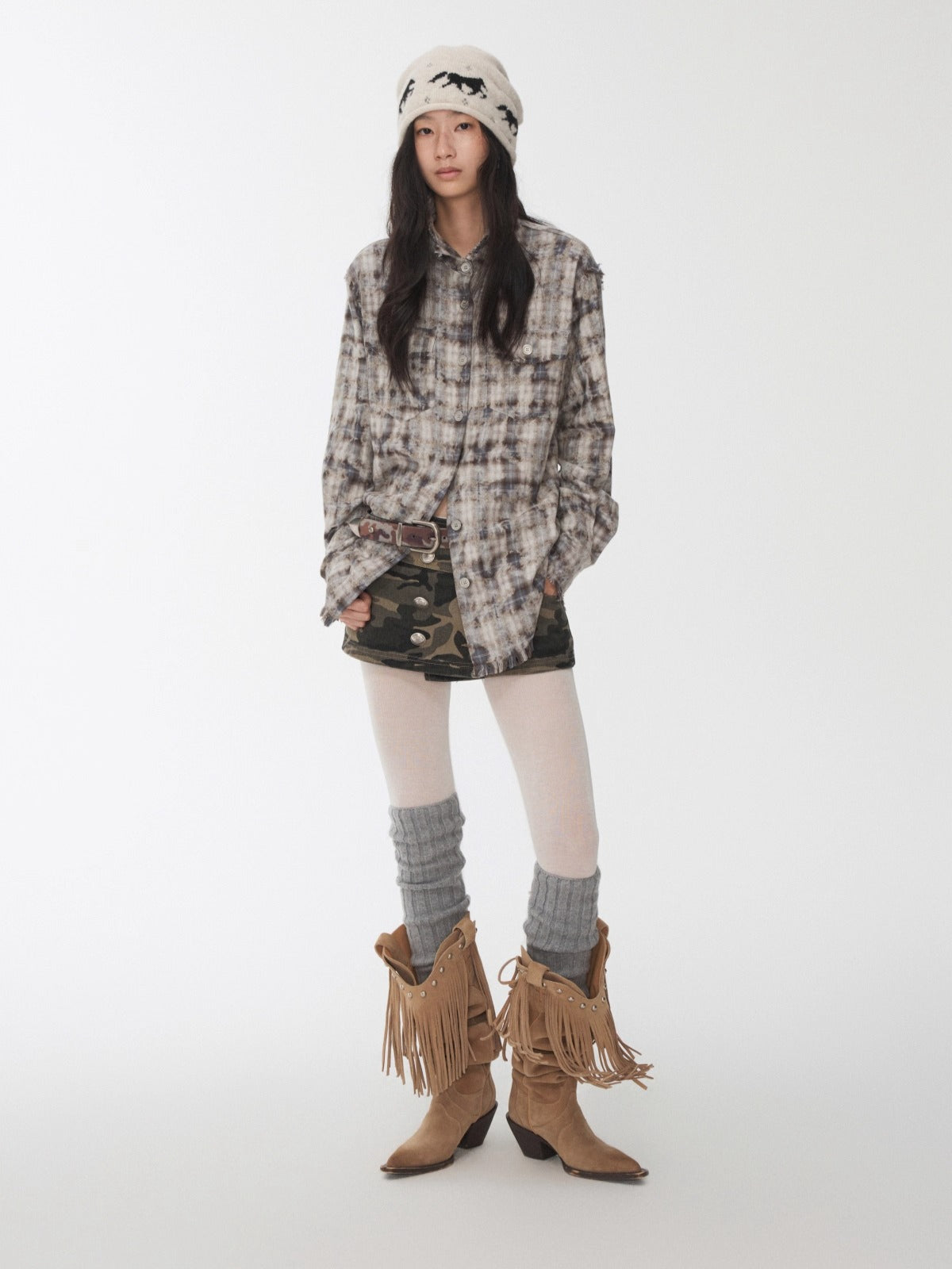 Fair Isle Pony Jacquard Knit Beanie