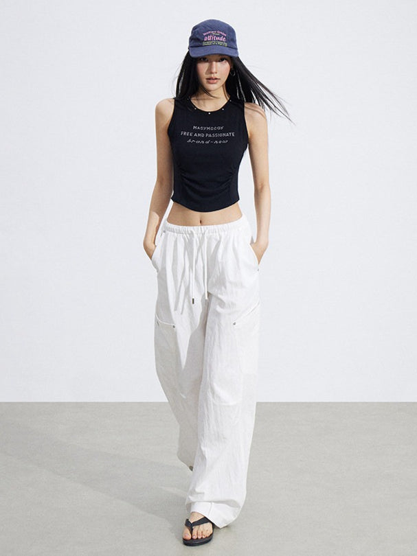 Logo Cinched Waist Sleeveless Tank Top