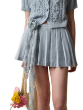 Velvet Floral Pleated Skirt - CHINASQUAD