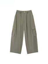 Wide-Leg Beaded Cargo Large Pockets Pants - CHINASQUAD