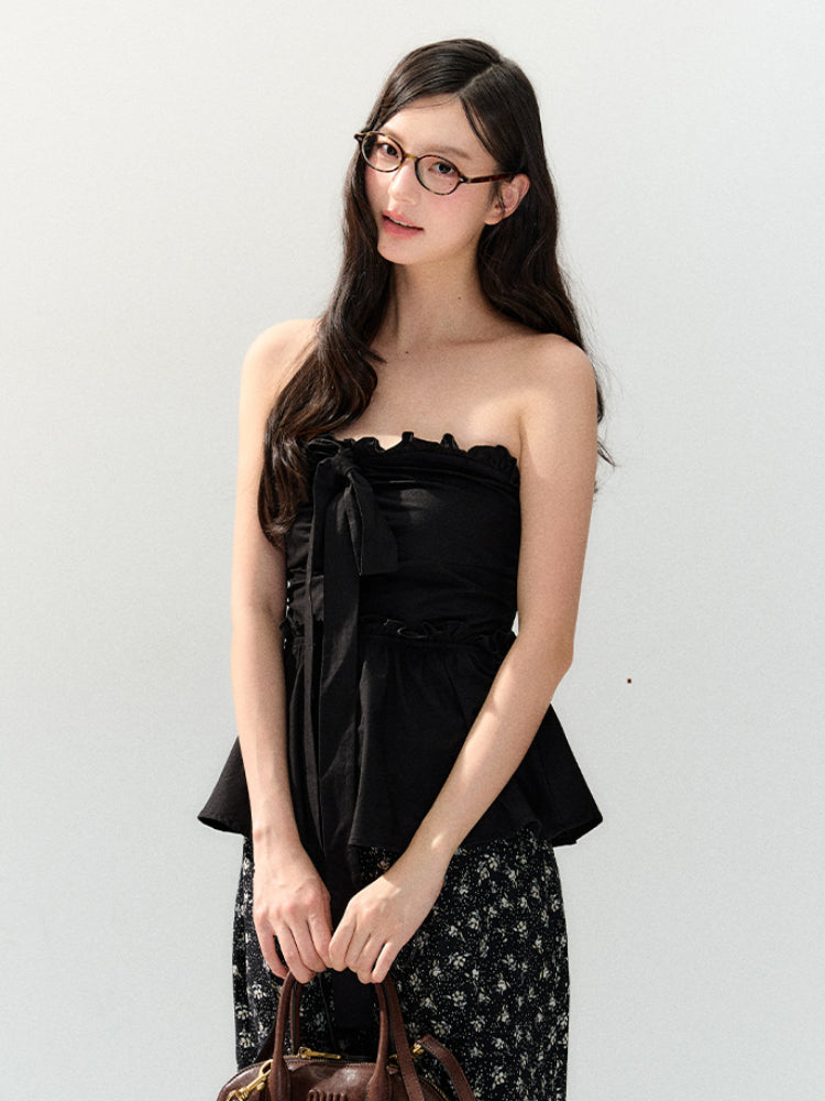 Black Waist Strapless Top - CHINASQUAD