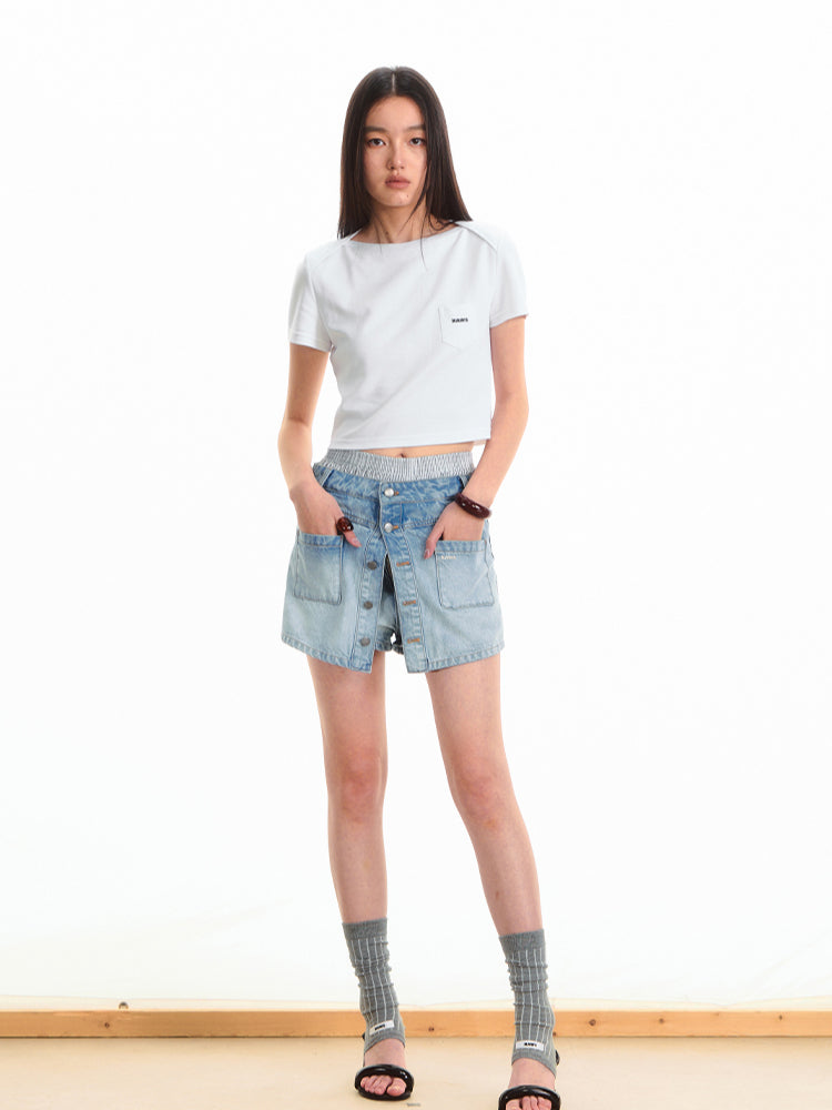 Layered Mammoth Denim Skirt - CHINASQUAD