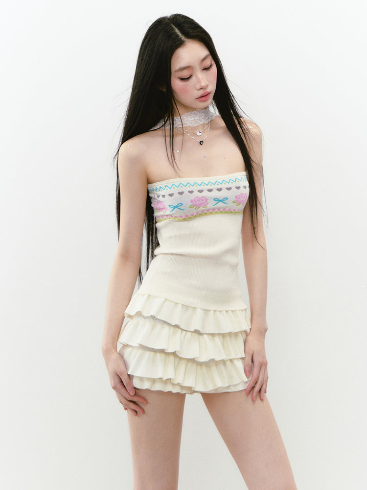 White Versatile Knitted Cake Skirt - CHINASQUAD