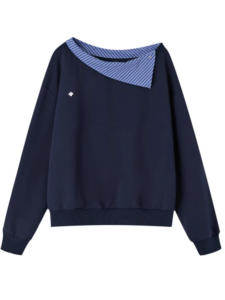 Detachable Spliced Collar Sweatshirt - CHINASQUAD