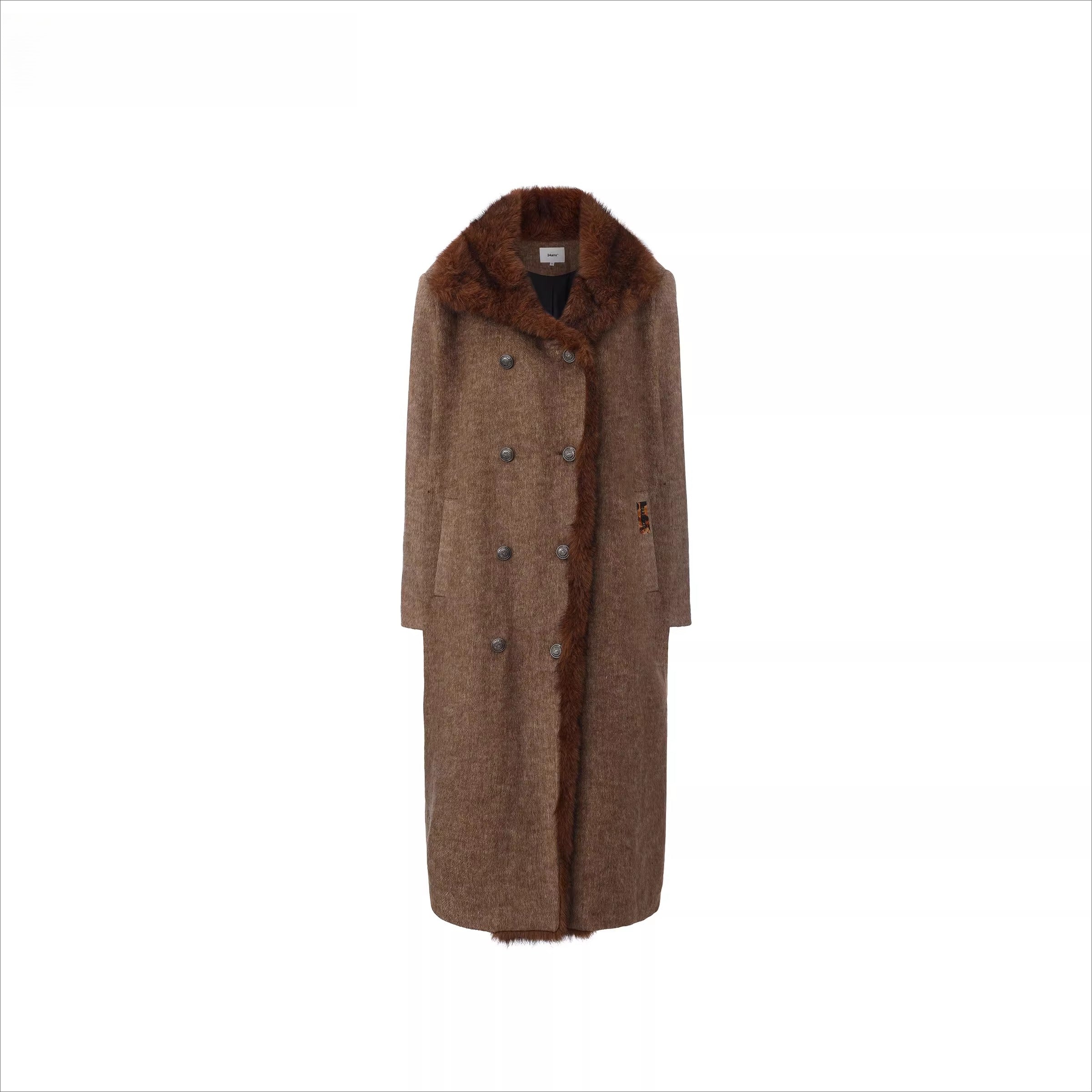 Detachable Fur Collar Wool-Blend Coat
