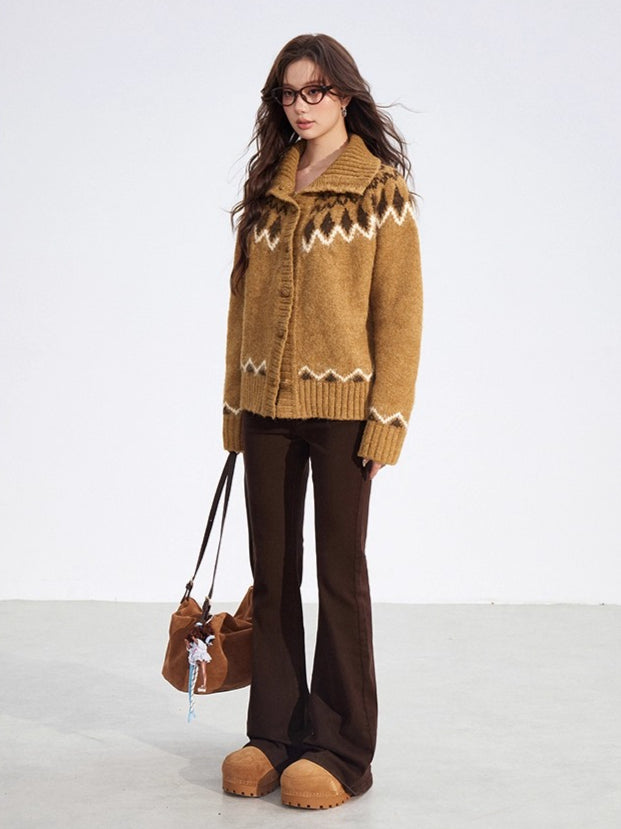 Fair Isle Wool-Blend Collared Knit Sweater