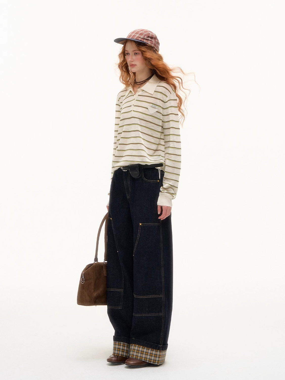 Striped Polo Drawstring T-shirt