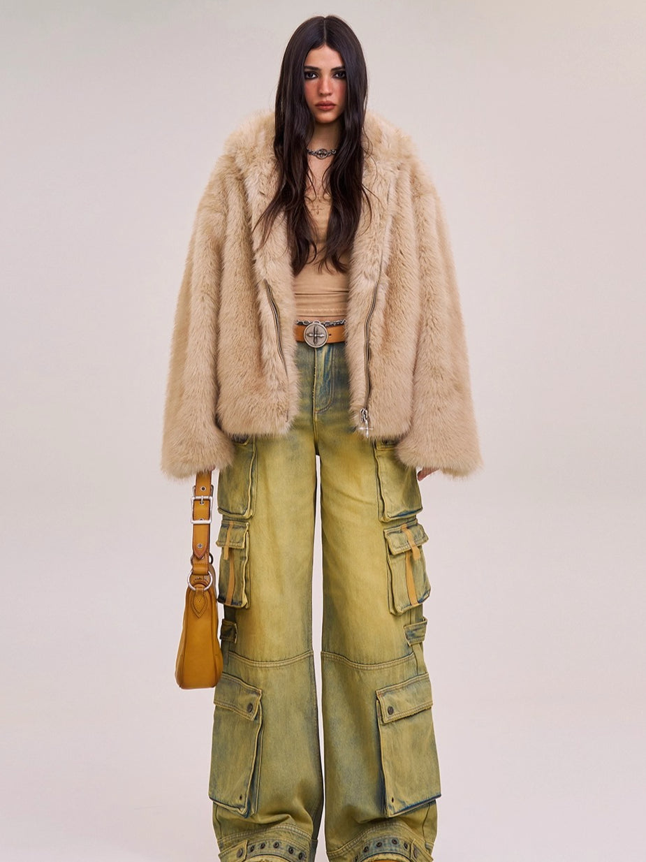 Cross Relic Oversized Faux Fur Hoodie