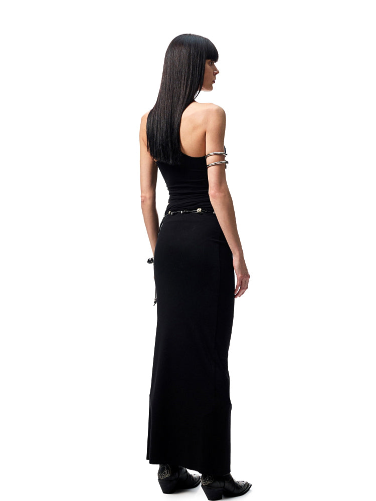 Large Round-Neck Knot Acetate Tank Top & Skirt Set - CHINASQUAD