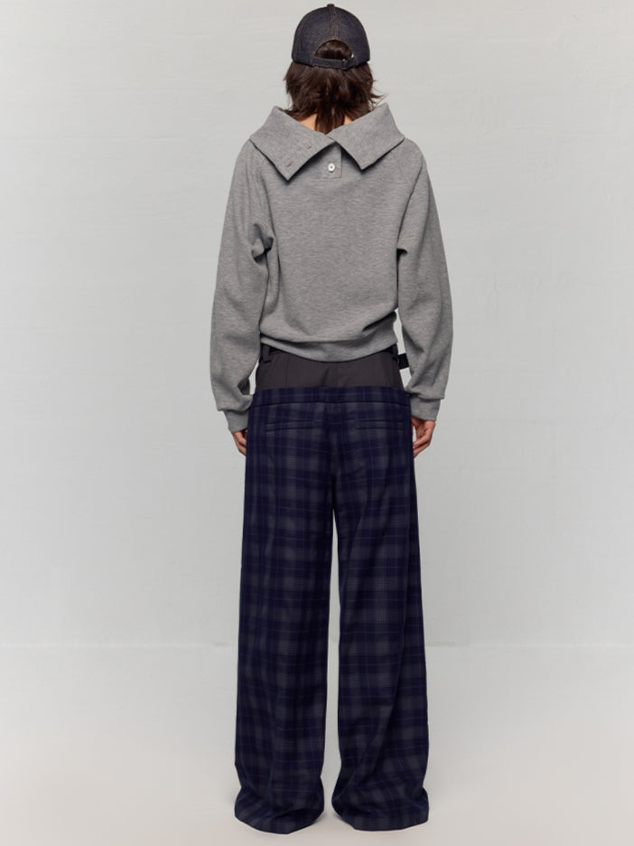 Grey Asymmetric Off-Shoulder Loose Sweatshirt - CHINASQUAD