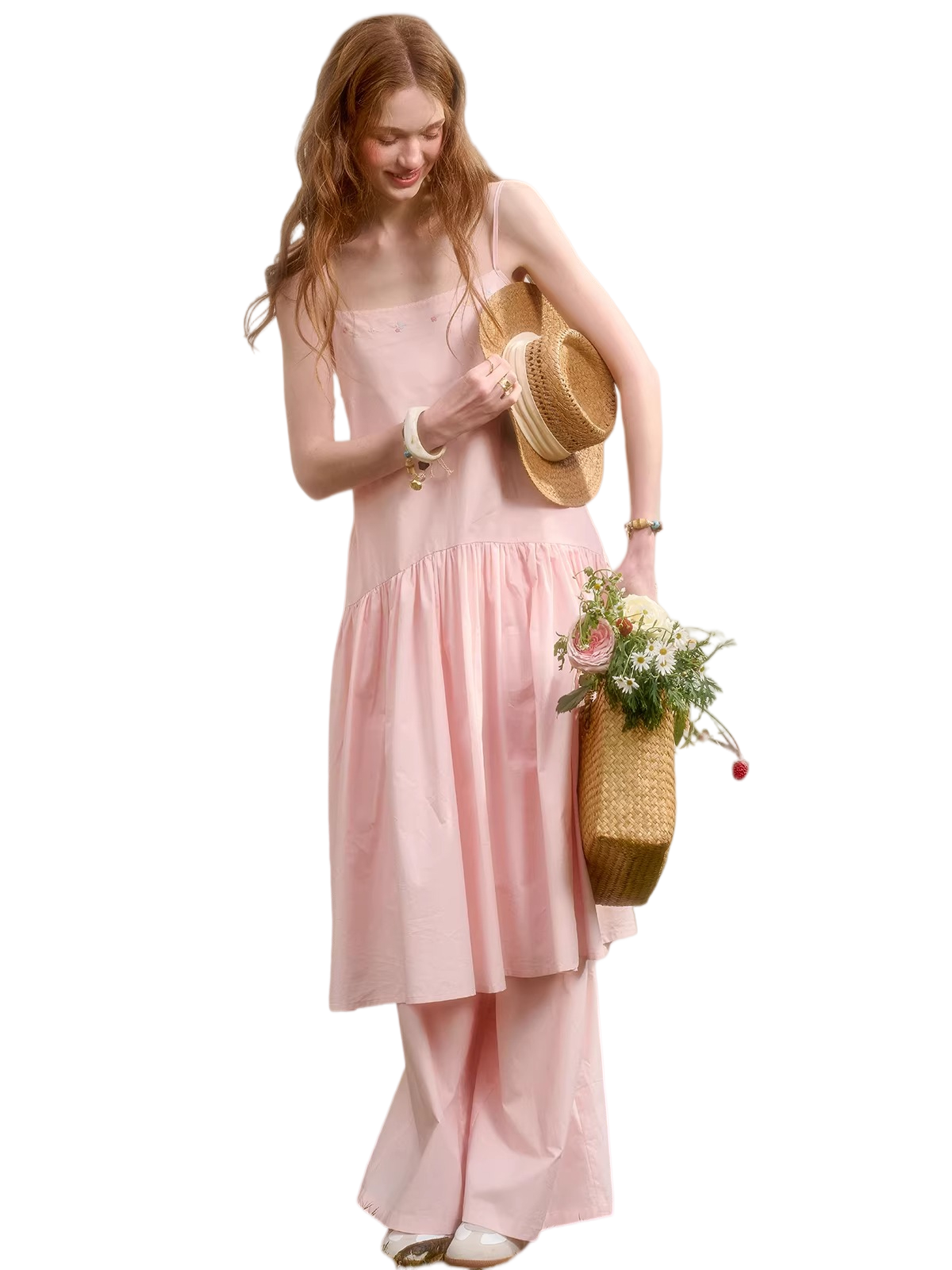 Embroidered Shirt Dress & Slip Dress Set