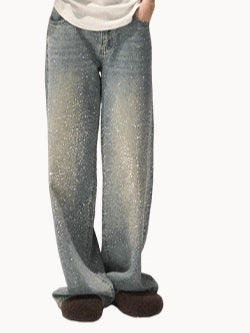 Washed Cotton Straight-Leg Jeans