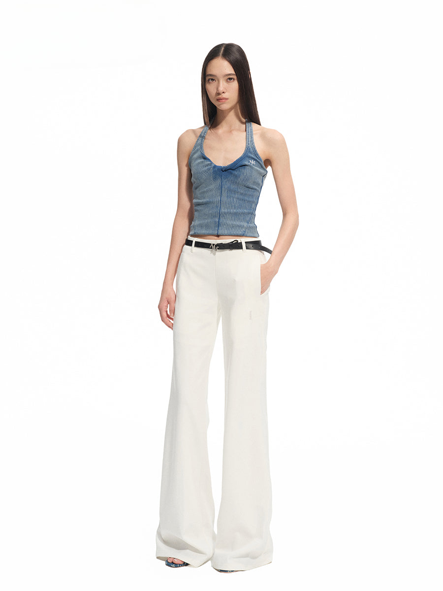 Denim-like Retro U-Neck Halter Tank Top - CHINASQUAD