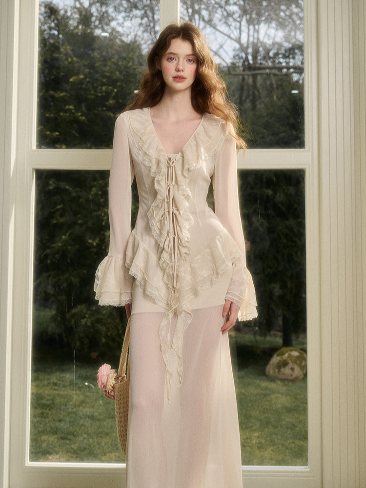 Asymmetrical Lace Dress & Cami Set - CHINASQUAD