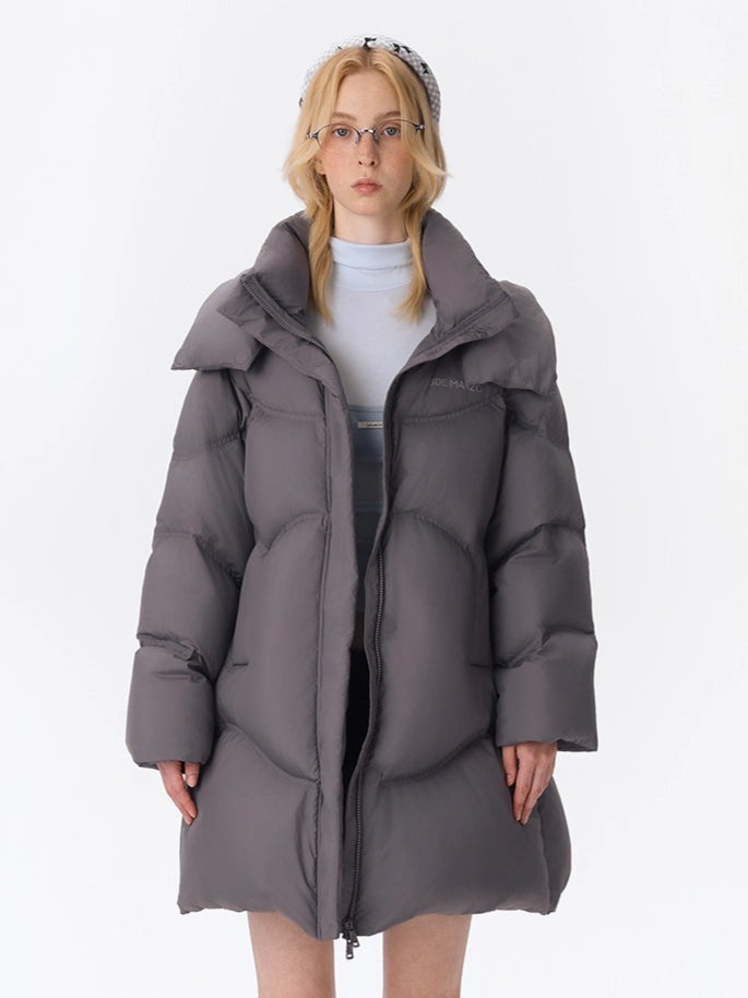 Lightweight Hooded Mid-Length Down Coat