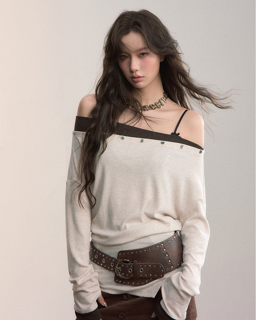 Asymmetric Off-Shoulder Knitwear