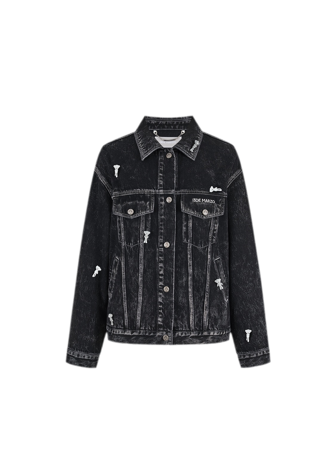 Veste en jean floquée à motif ours