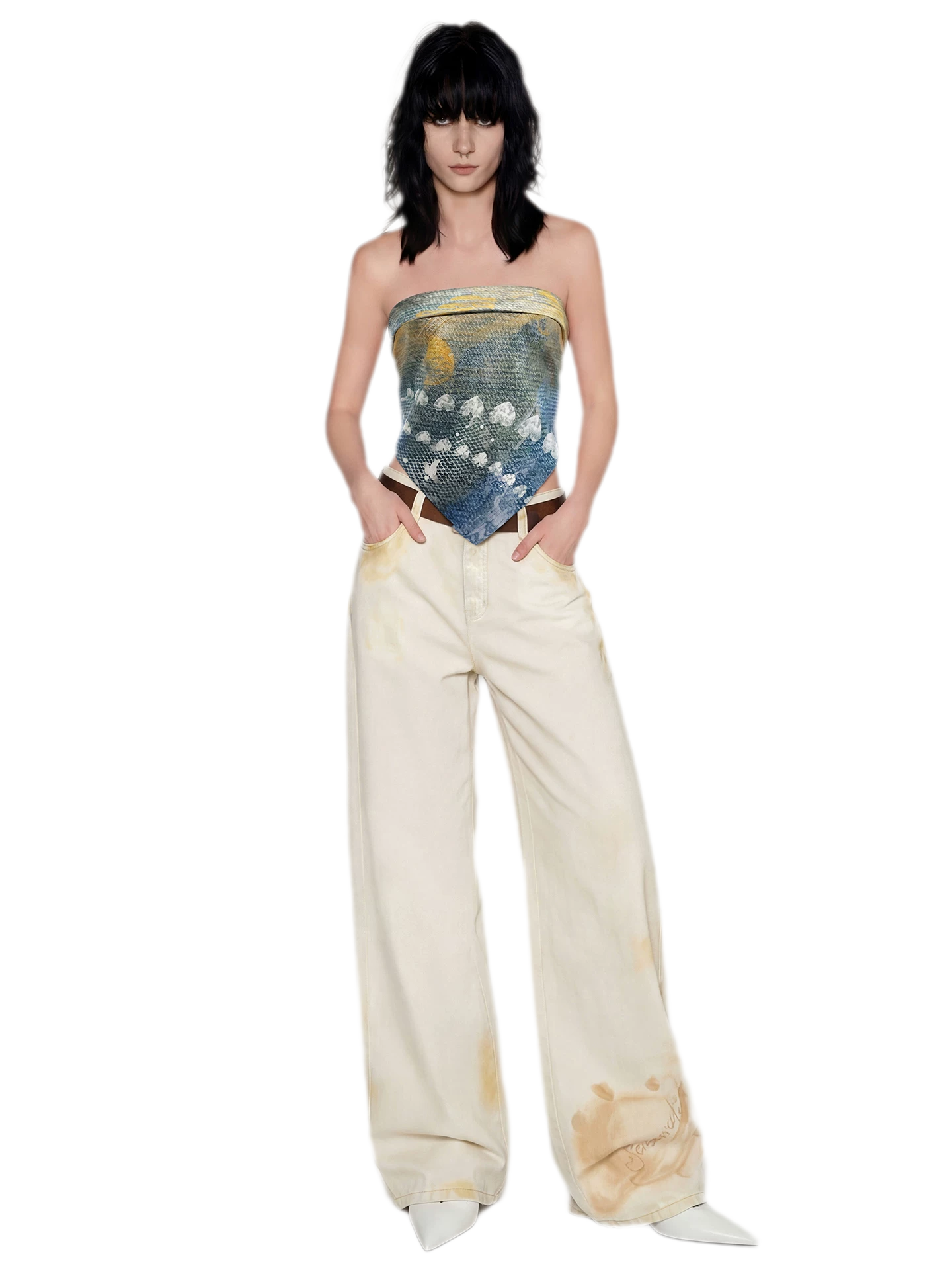 Denim Print Silk Scarf