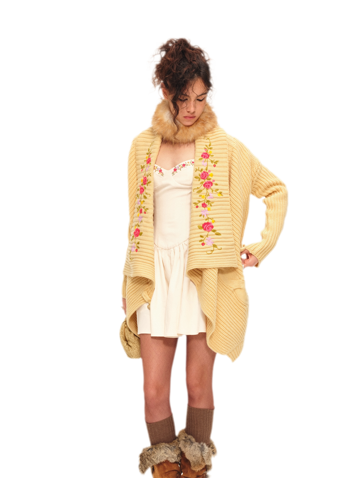 Bộ cardigan dệt kim thêu