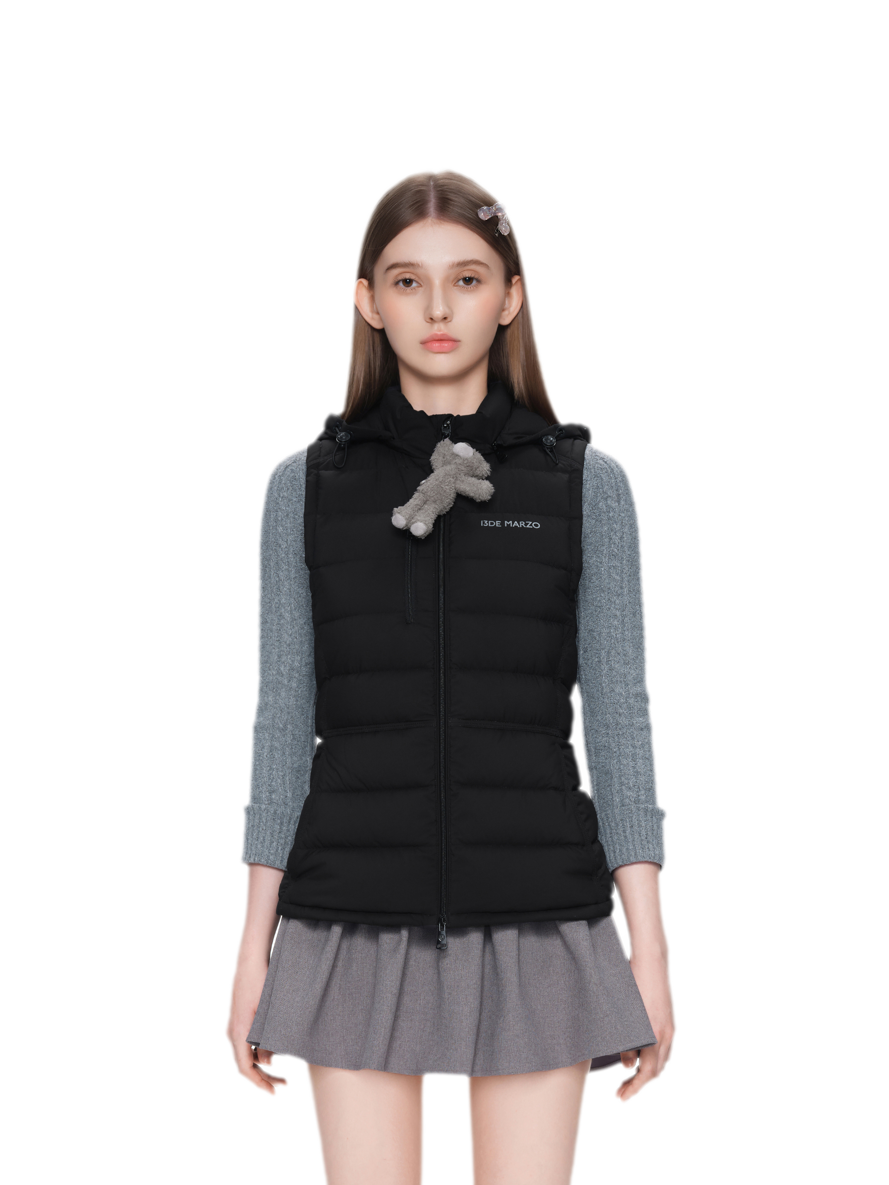 Cinched Hooded Quilted Down Vest