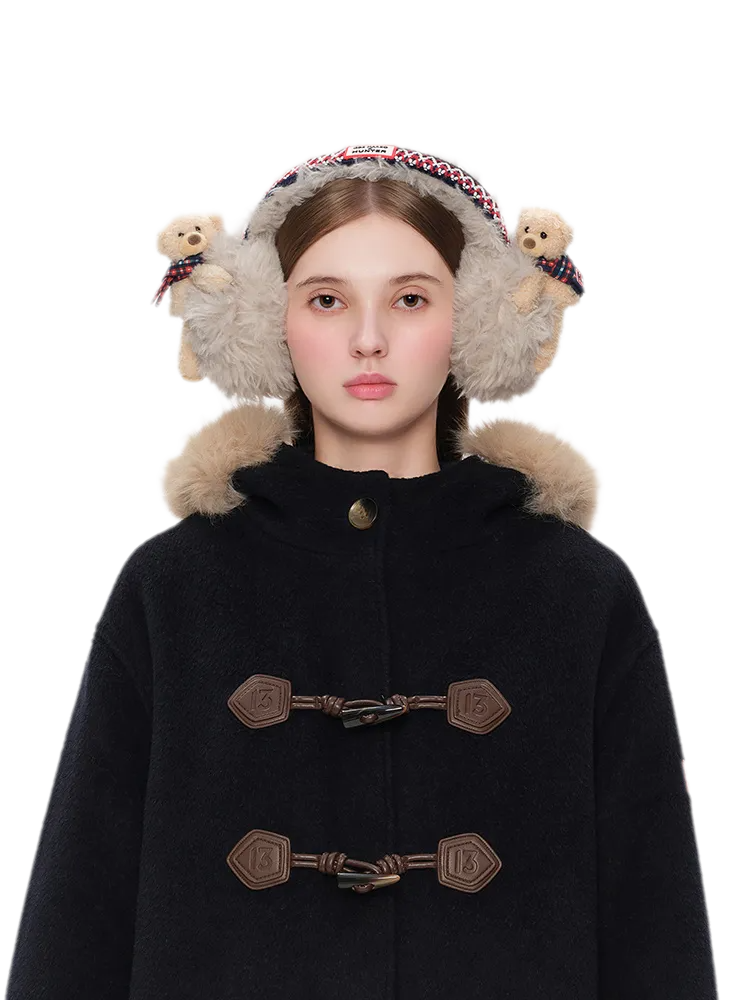 Paraorecchie in peluche a forma di orso con fiocco