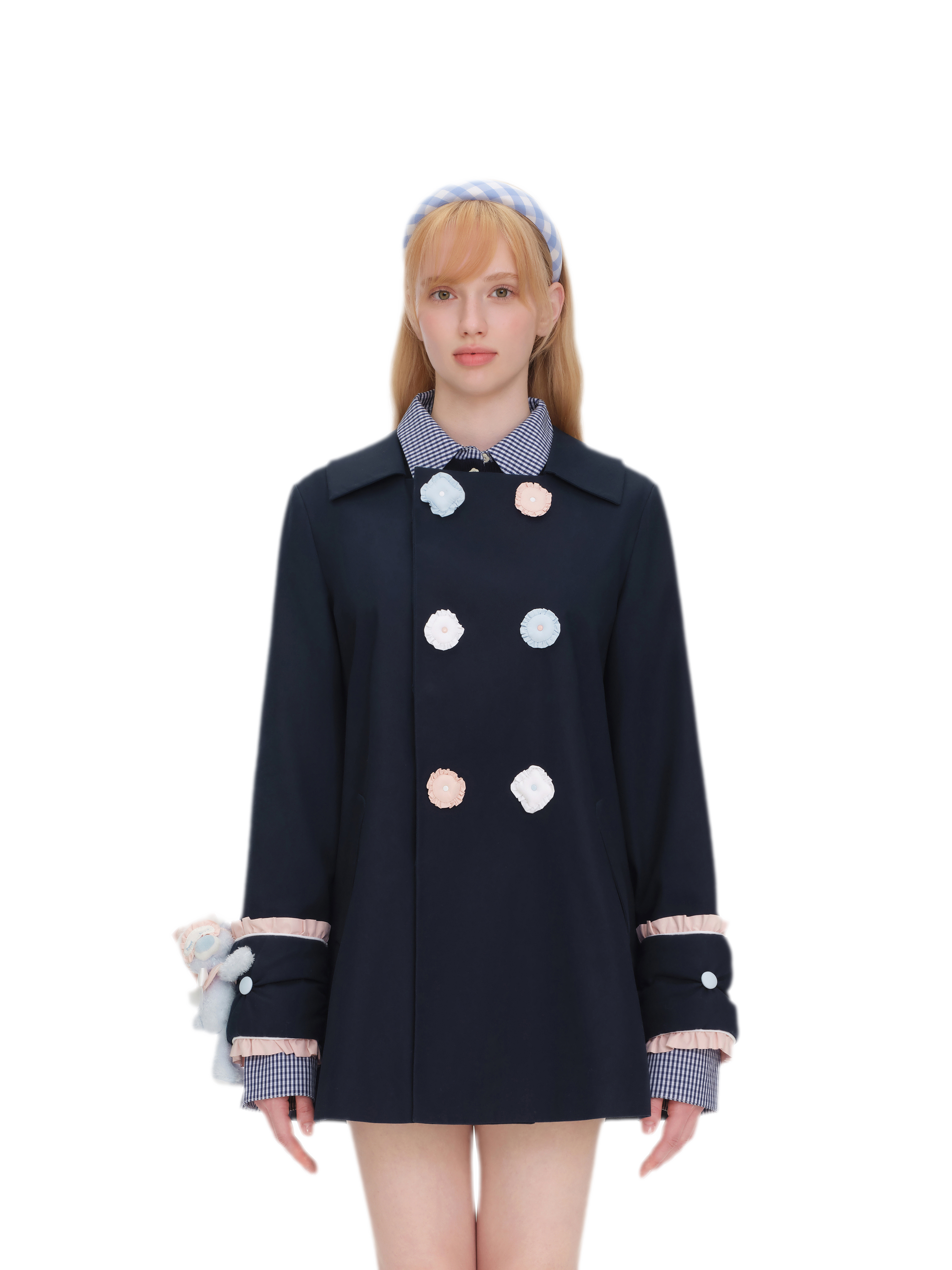 Textured Cotton Double-Breasted Trench Dress
