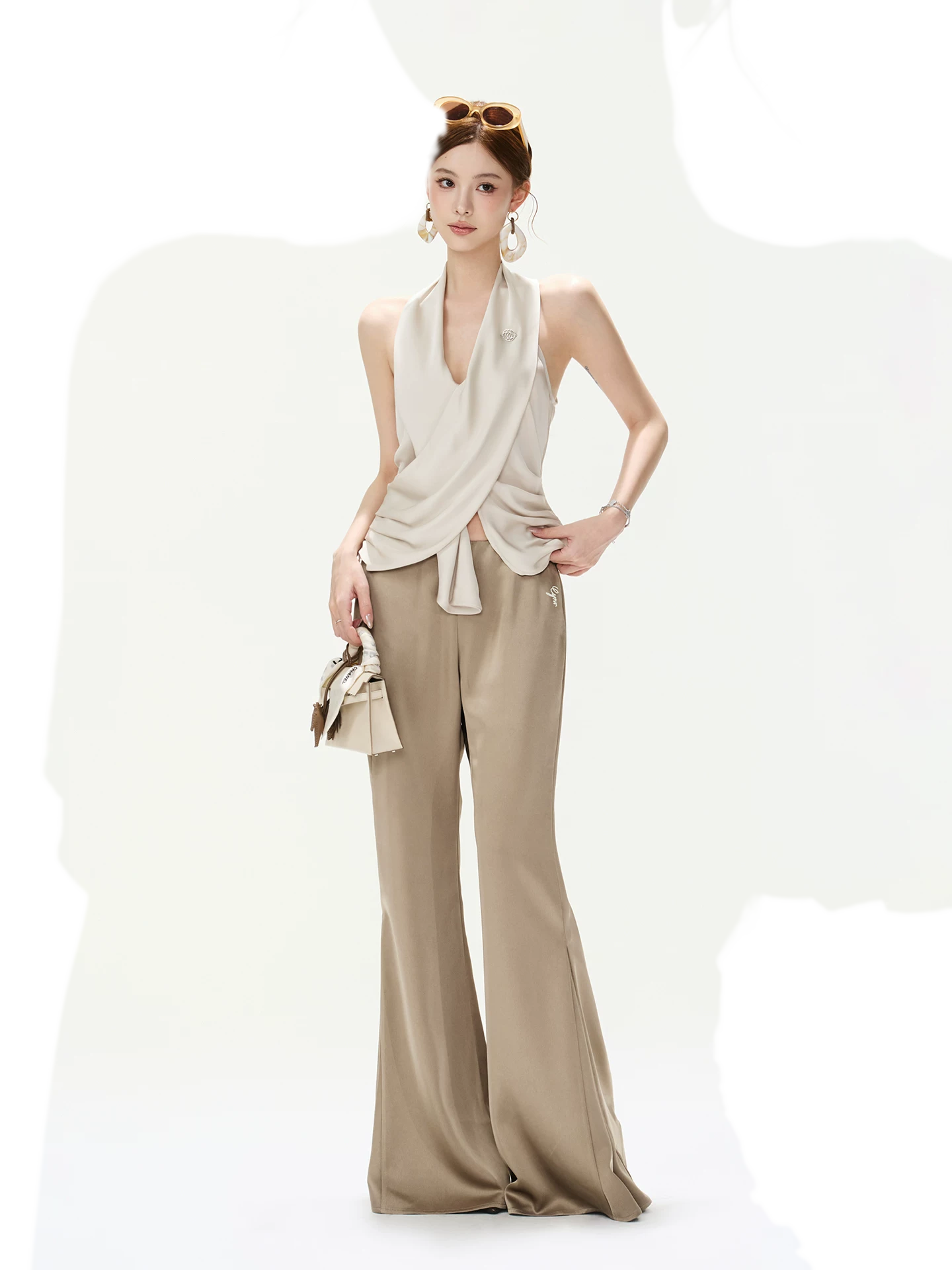 Satin Drape Flared Pants