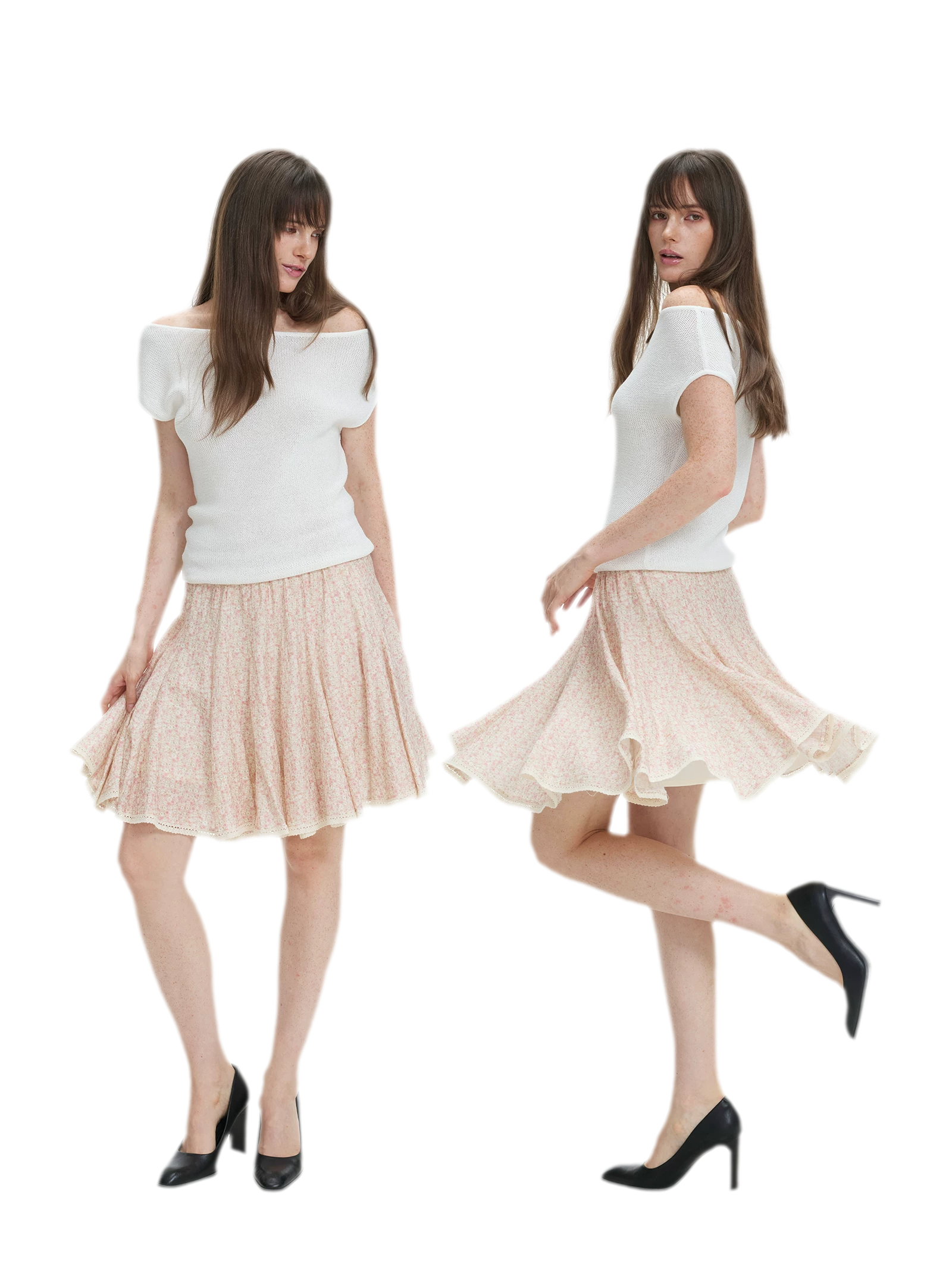 Floral Lace Midi Skirt