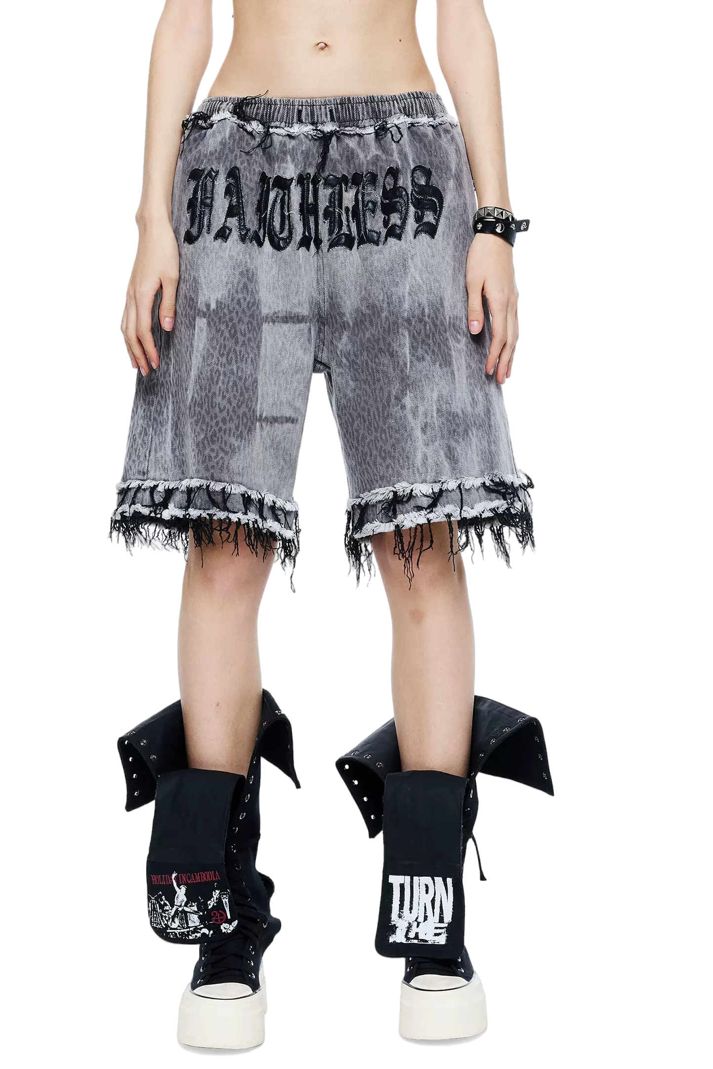 Punk Grunge Distressed Denim Shorts