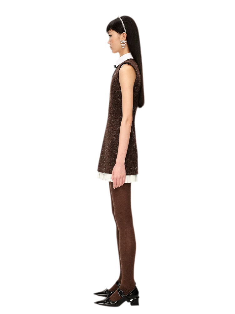 Elegant Pleated Hem Sleeveless Dress