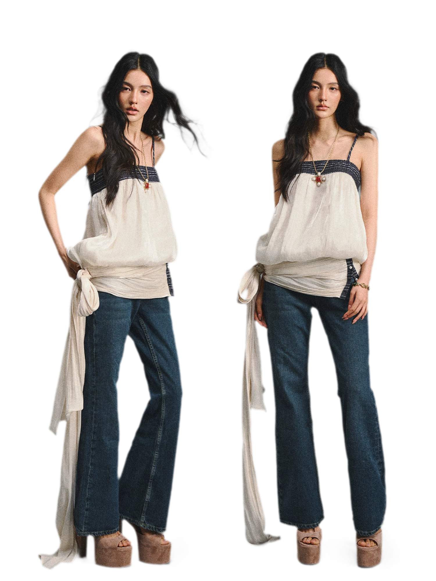 Island Silk Tweed Peplum Camisole