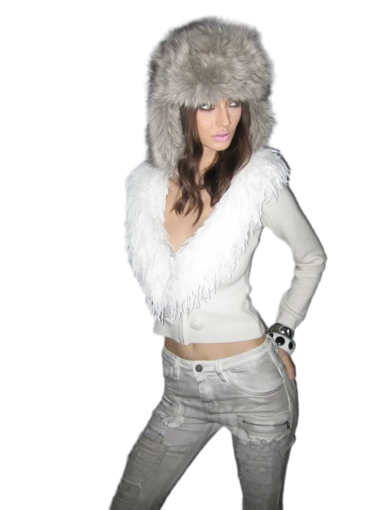 Wool Blend V-Neck Jacket