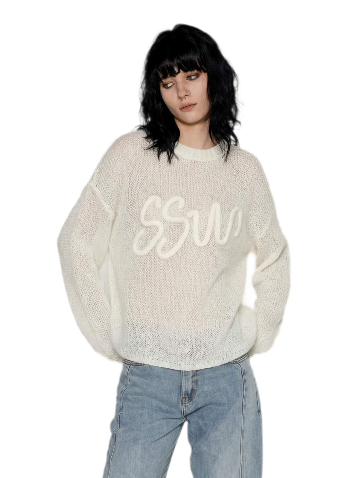 Mohair Openwork Logo Sweater