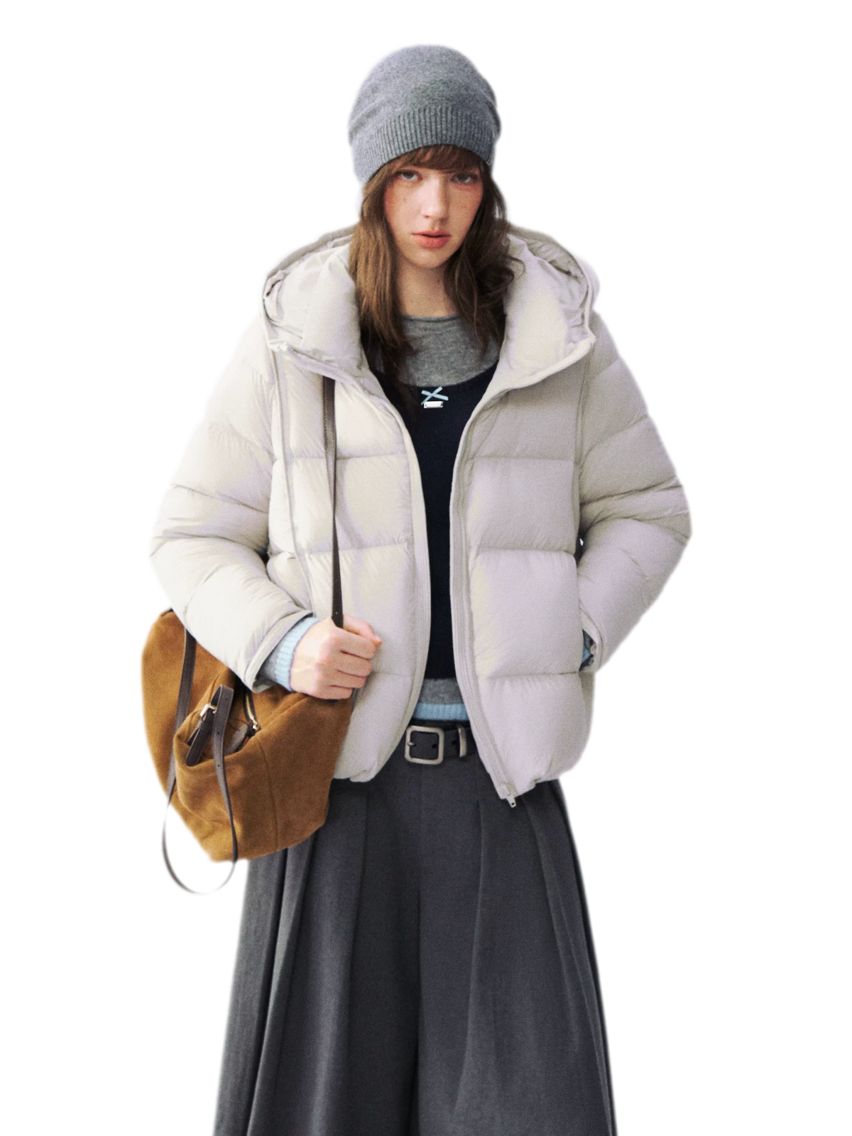 Nylon Cloud-Puff Hooded Down Jacket