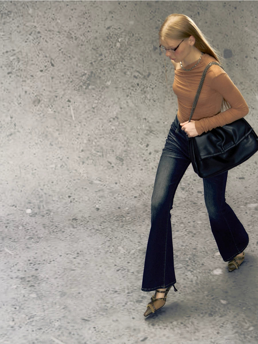Washed Flare Denim Pants