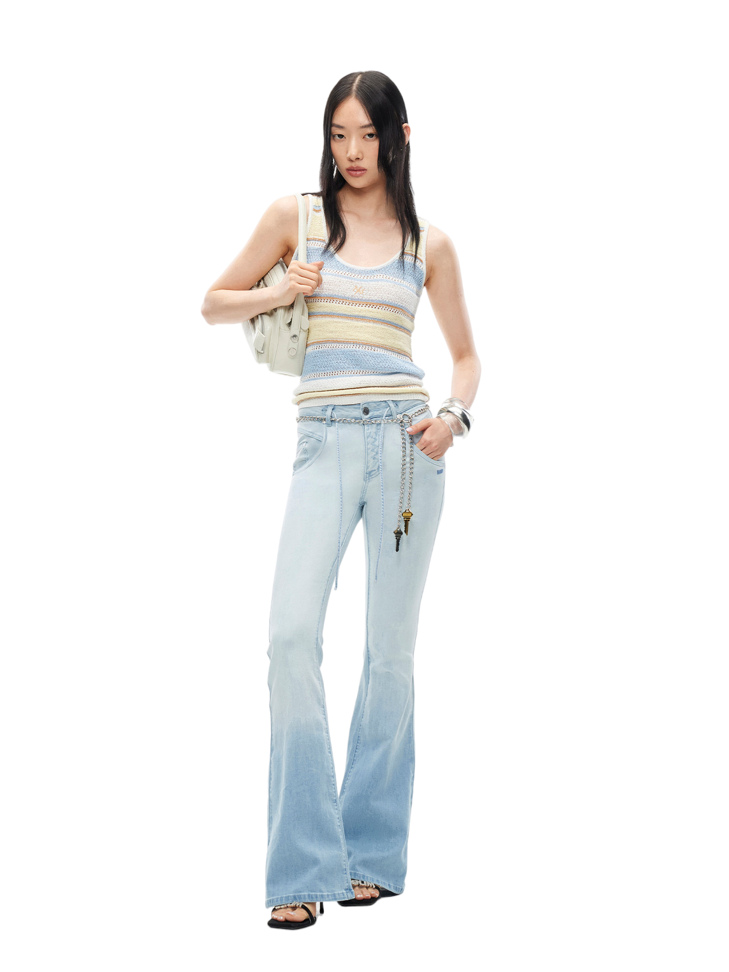 Marfi Knit Vest with Textured Striped Pattern