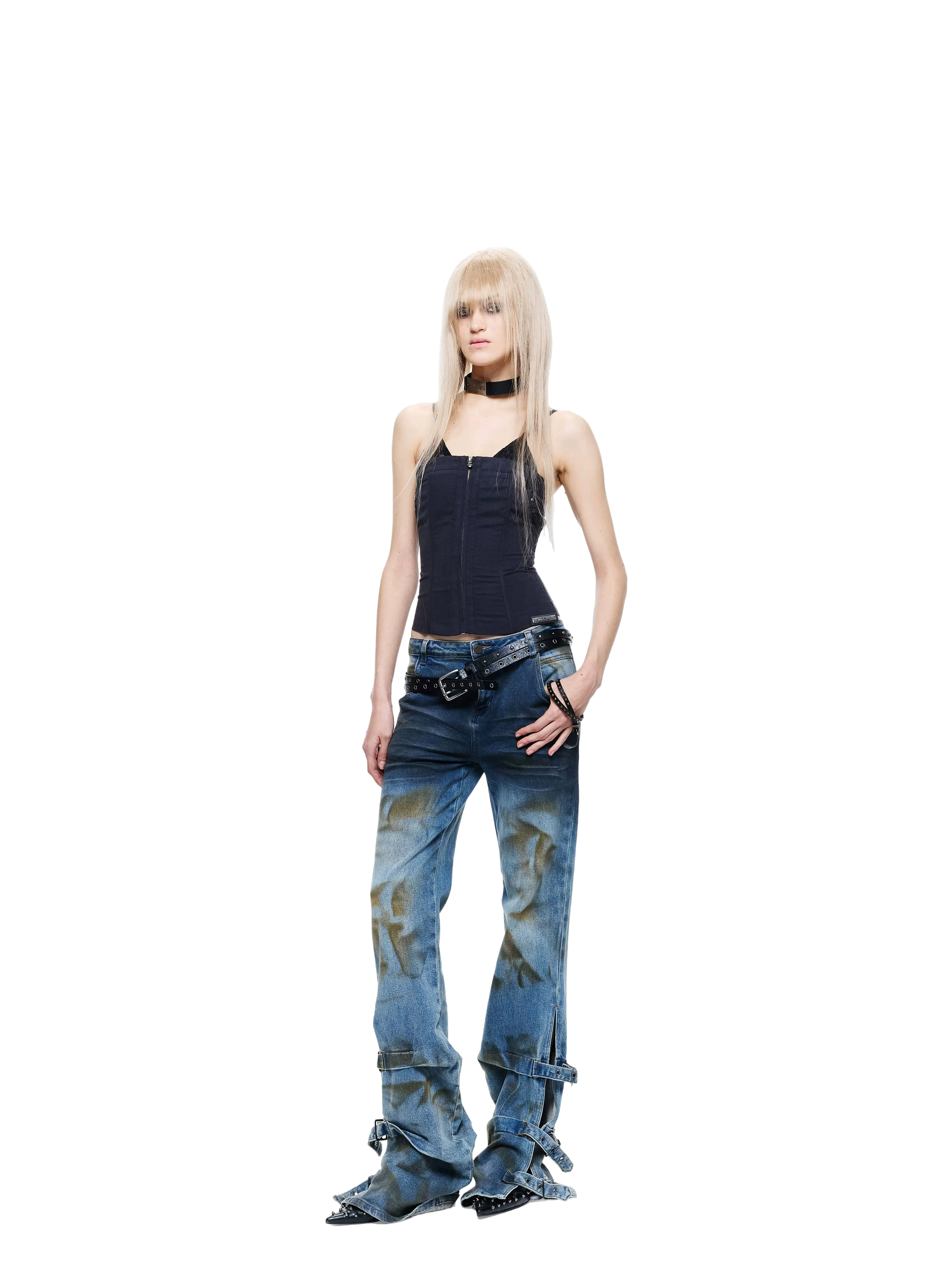 Lace Spliced Waist-Cinched Camisole