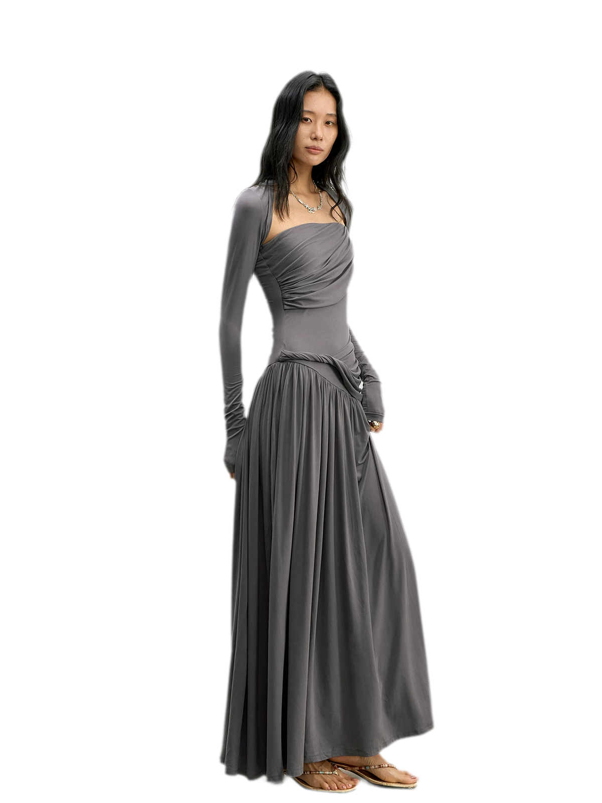 Twist Bandeau A-Line Maxi Dress