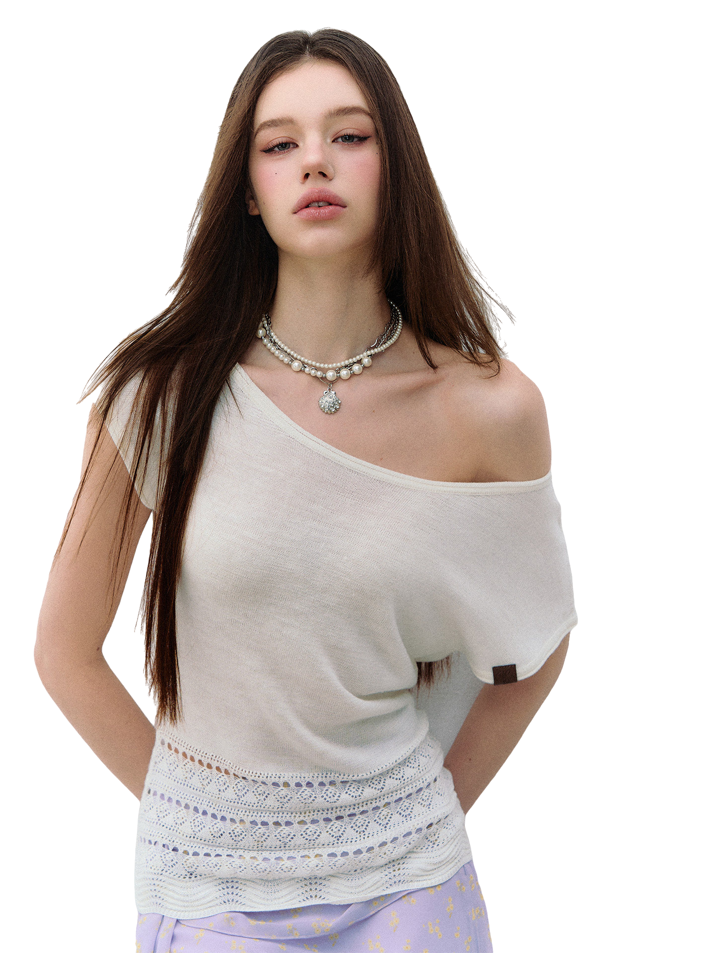 Asymmetric One-Shoulder Linen Knit Top