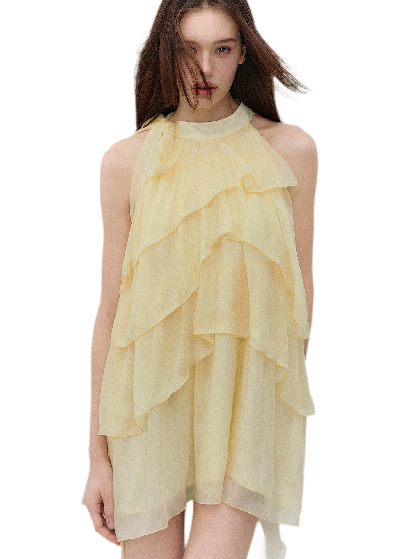 Midsummer Layered Ruffle Halter Sleeveless Dress