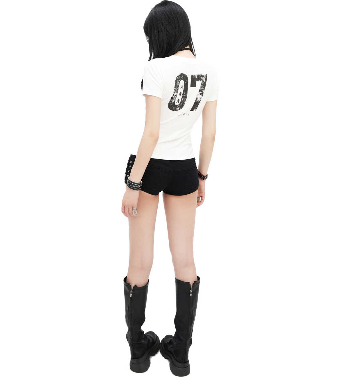 Distressed Graphic Fitted T-Shirt