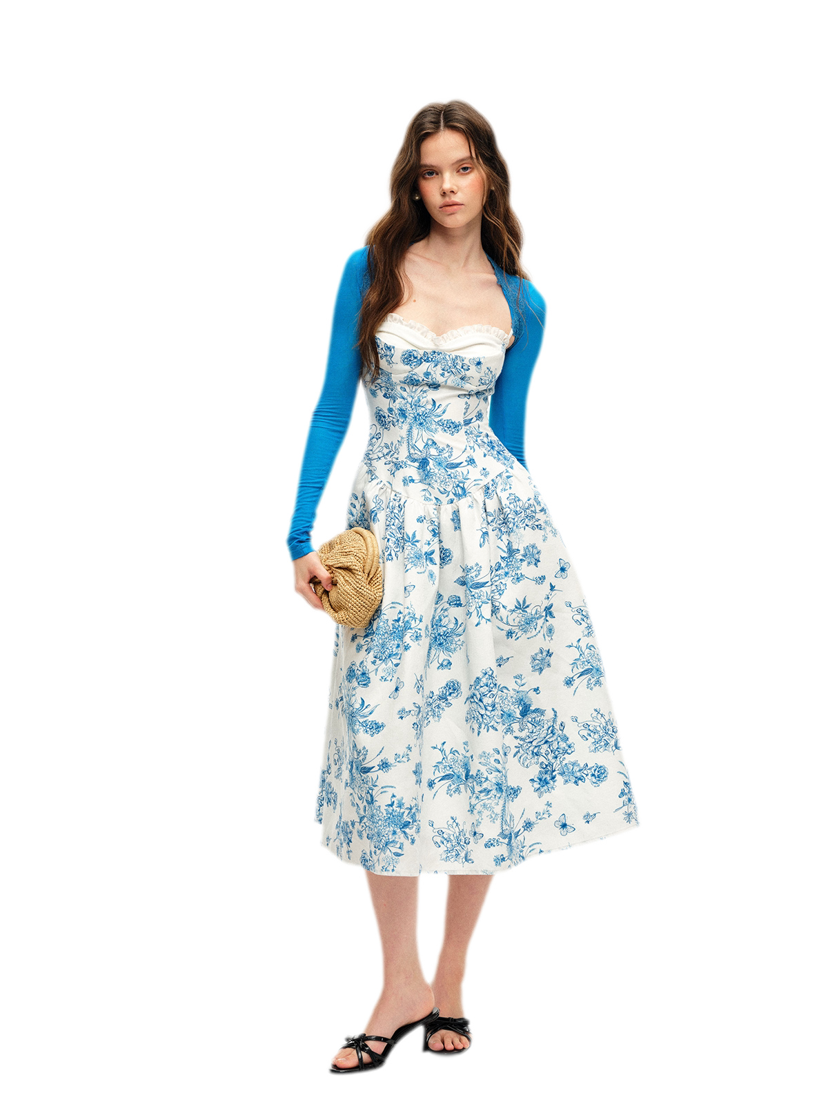 Hand-Drawn Floral Midi Dress