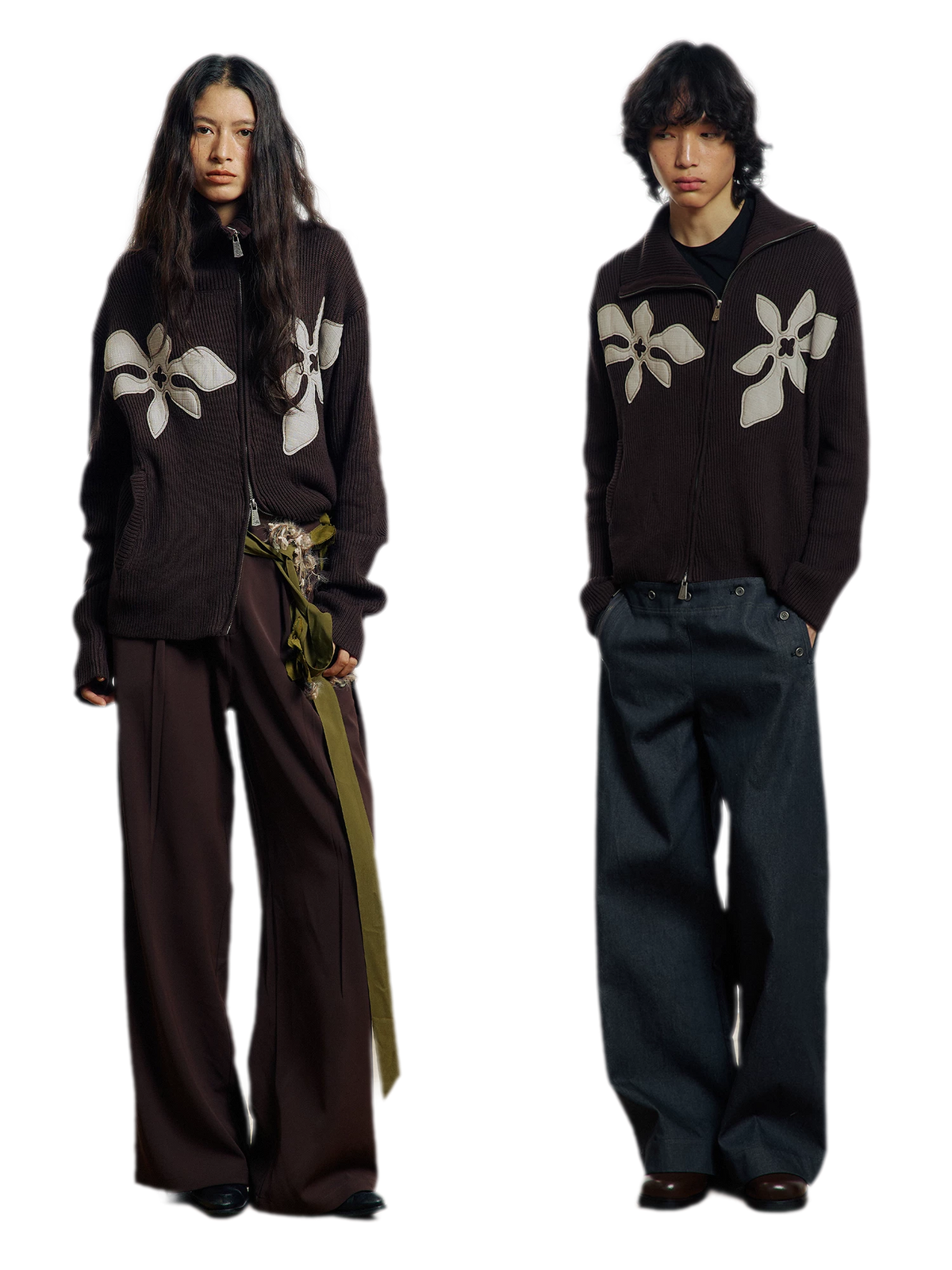 Appliqué Zip-Up Knit Jacket