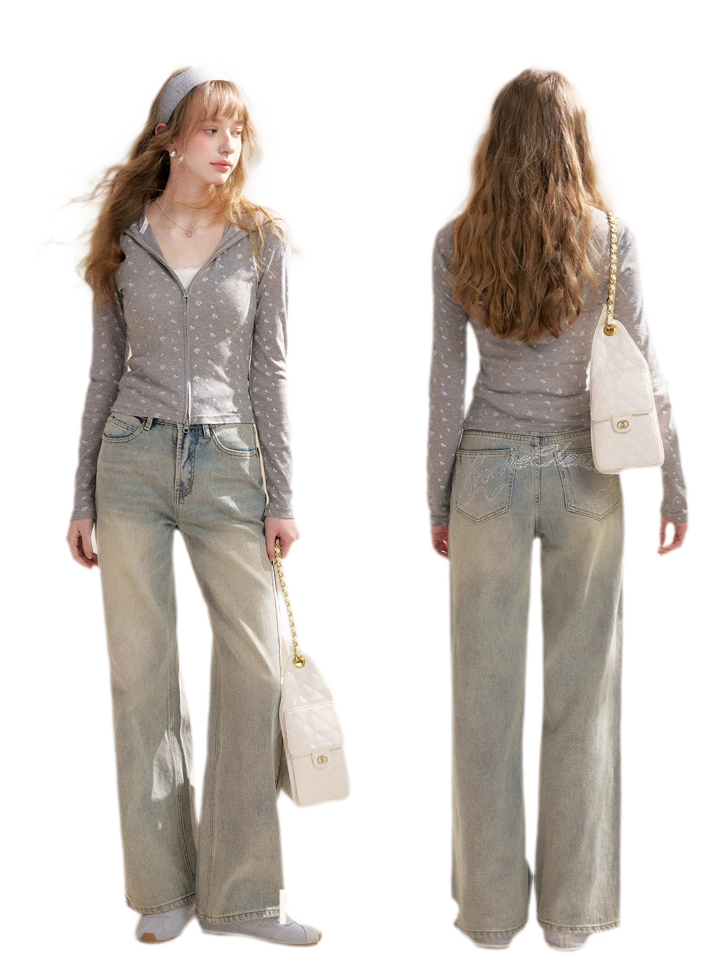 Rhinestone Logo Jeans