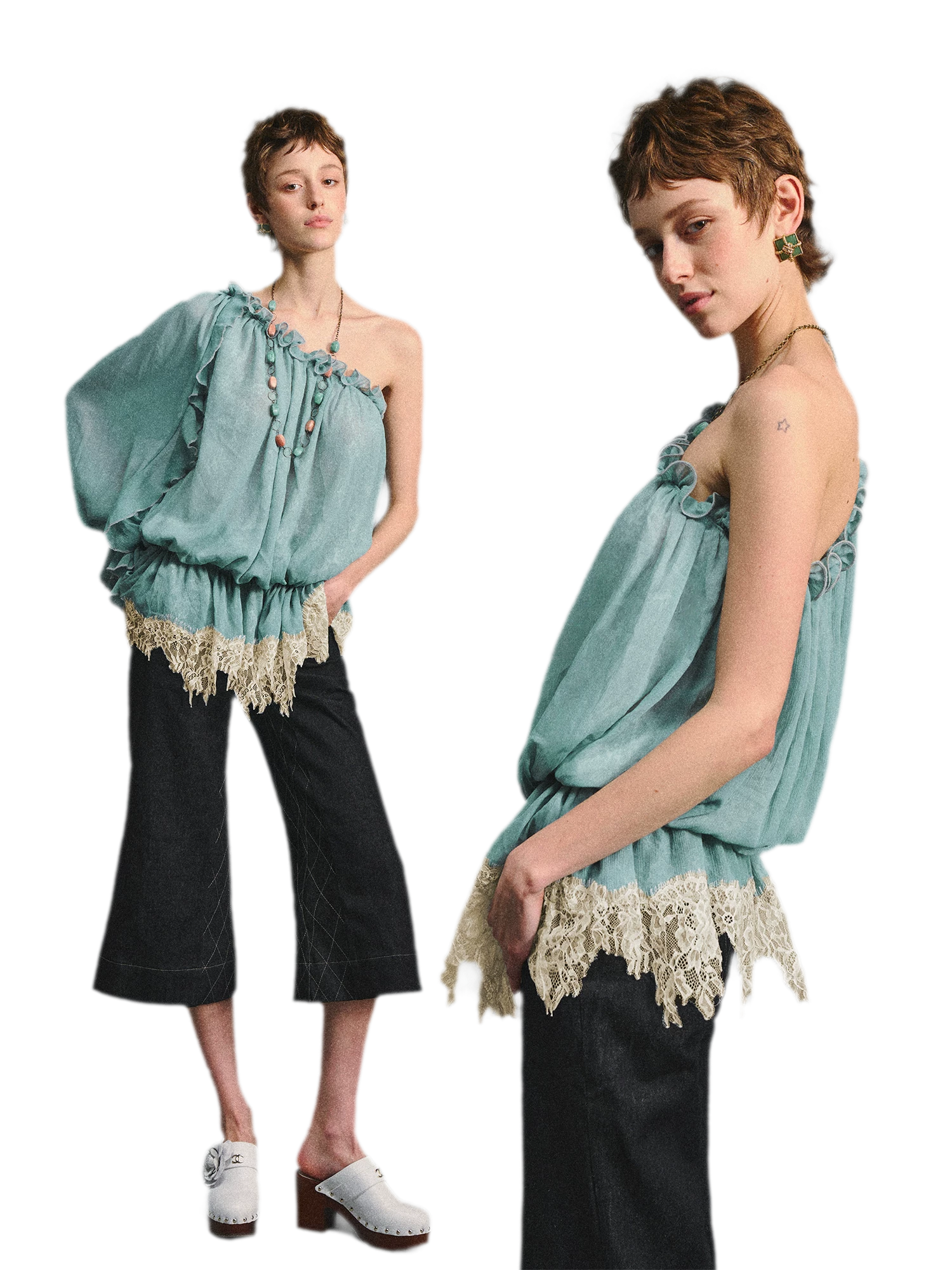 One-Shoulder Chiffon Blouse