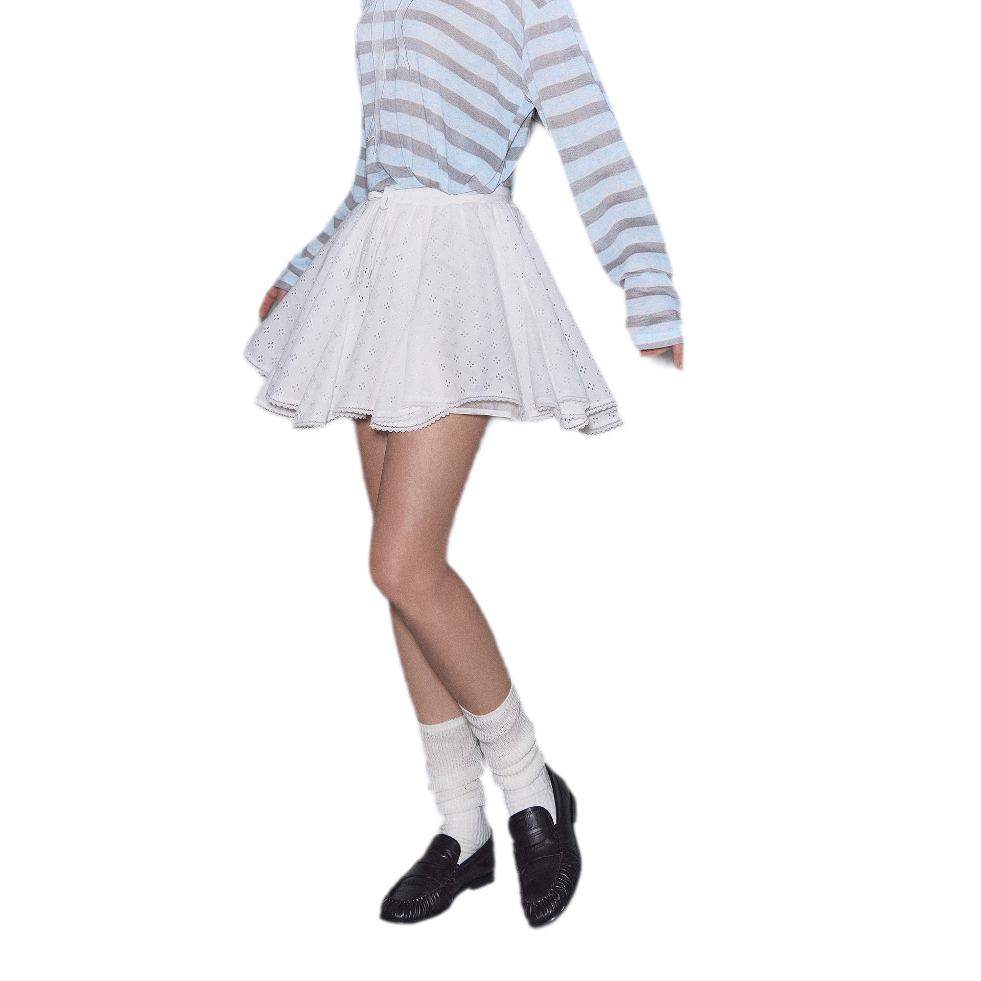 Eyelet Embroidered Lace Mini Skirt
