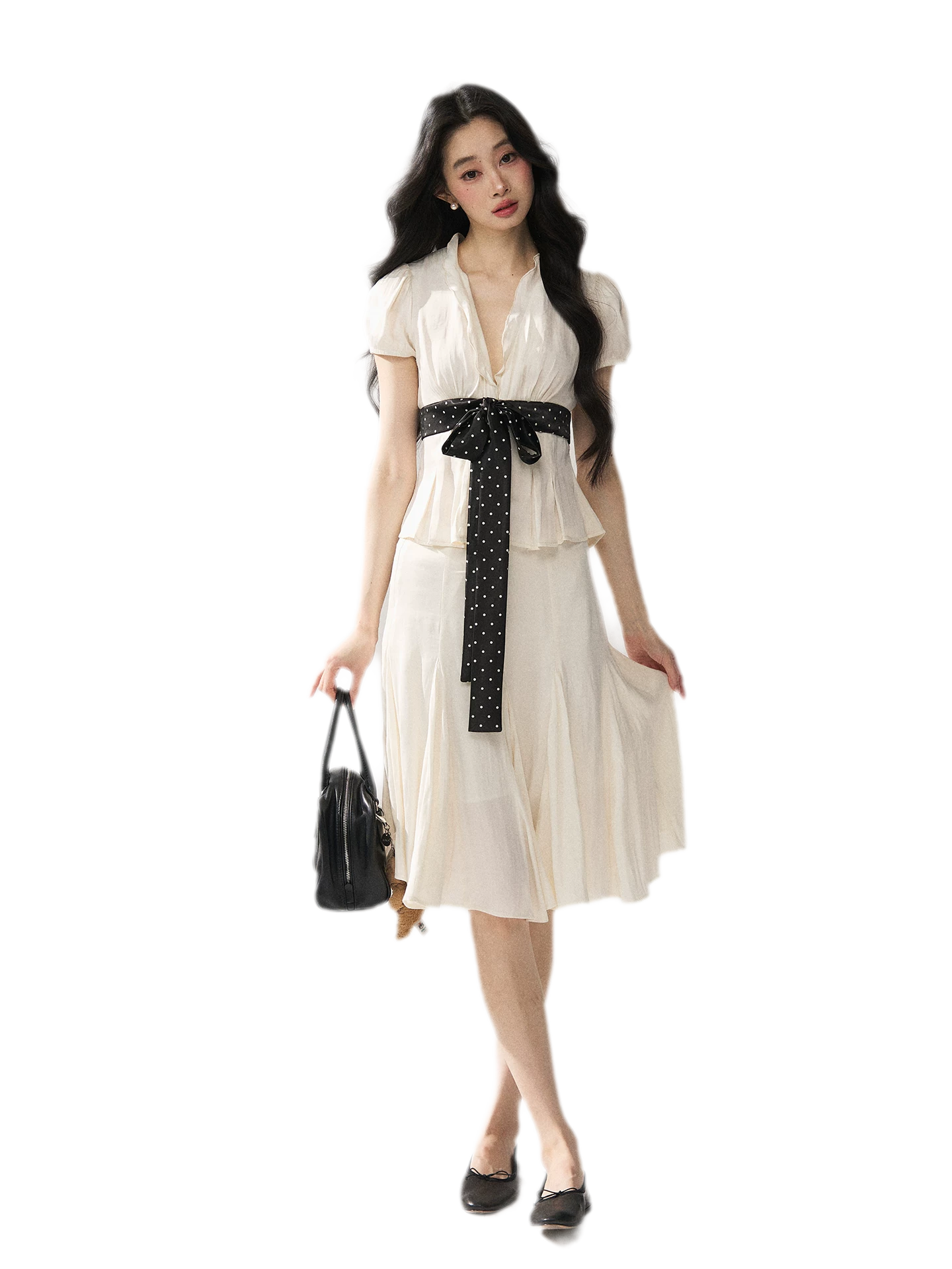 Tie Waist V Neck Tee