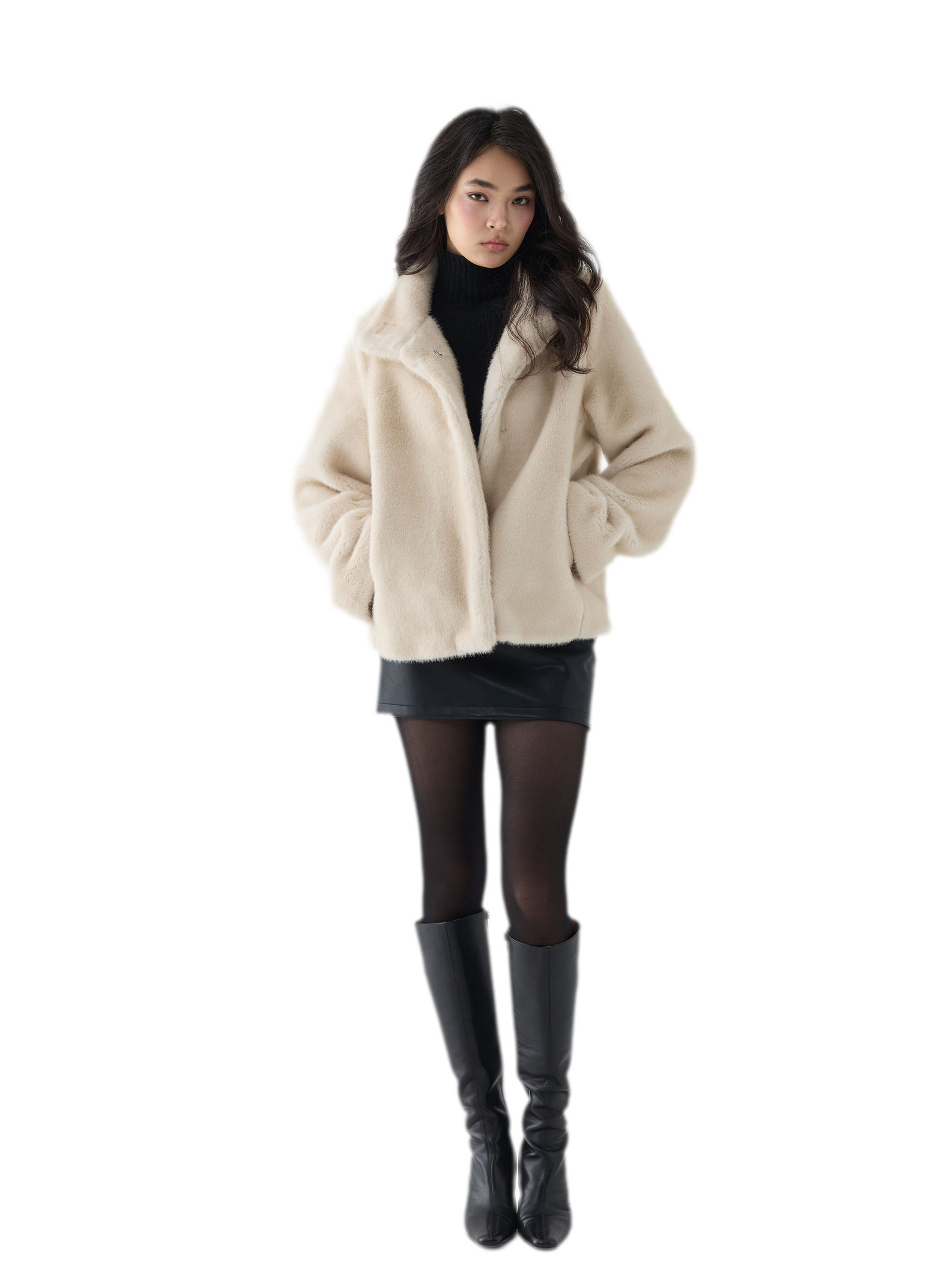 Eco-Friendly Cropped Faux Fur Jacket
